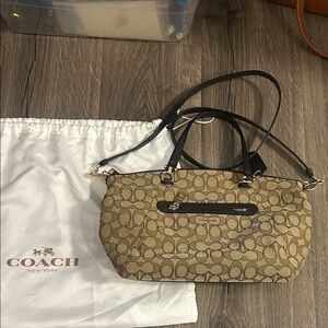 Coach Signature Brown and Black Shoulder Bag
